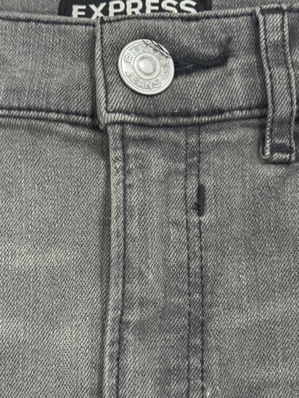 Express Black Distressed Denim Mini Skirt Raw Frayed Hem Stretch Size 4 - Picture 6 of 8